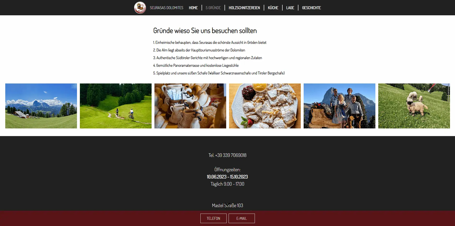 Seurasas restaurant website screenshot